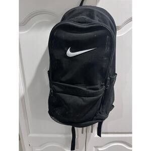 Nike Unisex Mesh Backpack Black White Swoosh Logo School Gym Bag RN56323